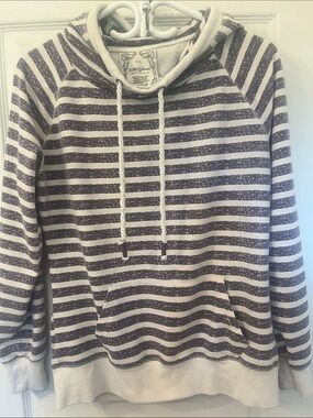 Jo & Co Striped Hooded Pullover in White and Purple